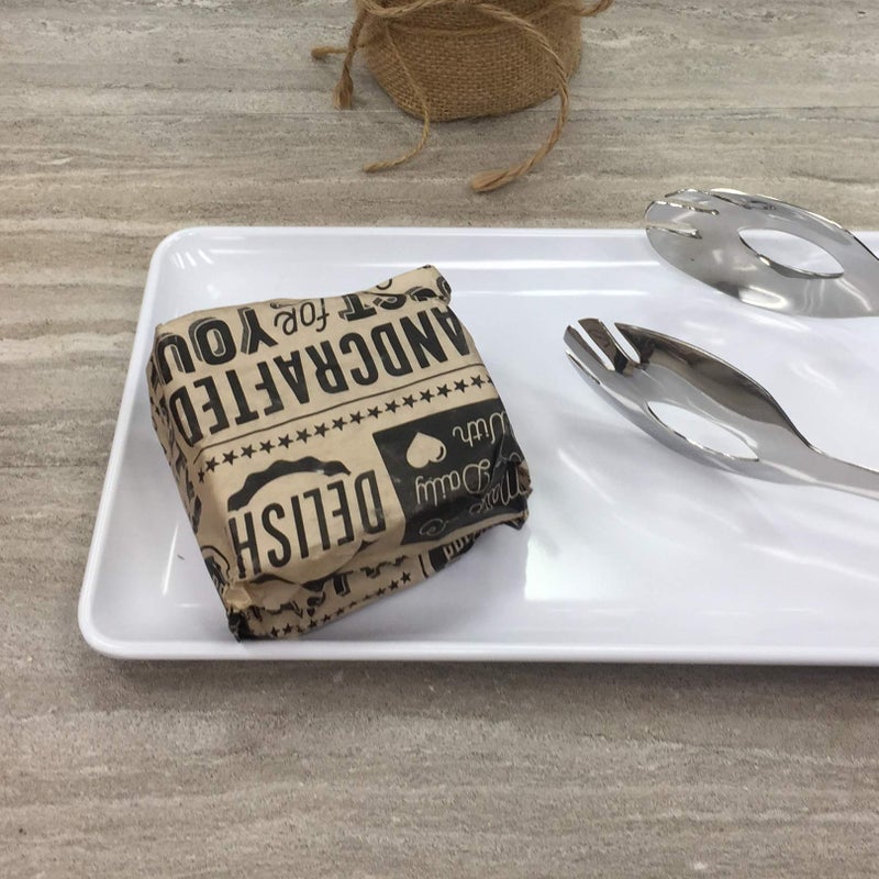 Get G.E.T. P-GT-1212-BR 12" x 12" Brown Food Word Text Grease-Resistant Food-Safe Wrap Paper, Deli Wrap, Clipper Mill (1000 Pieces) - Image 4